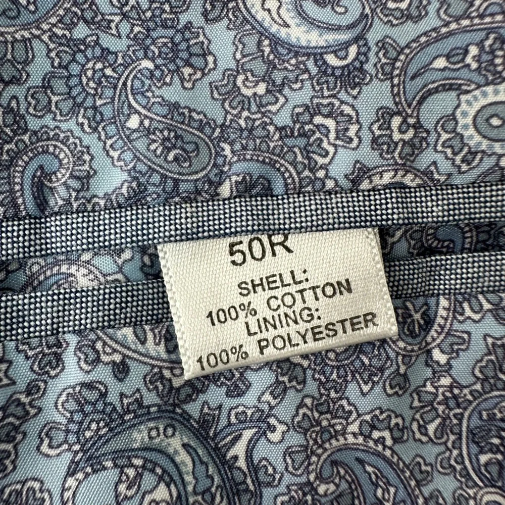 Saddlebred Blue Cotton Blazer Paisley Sport Coat Suit Jacket Two Button Mens 50R